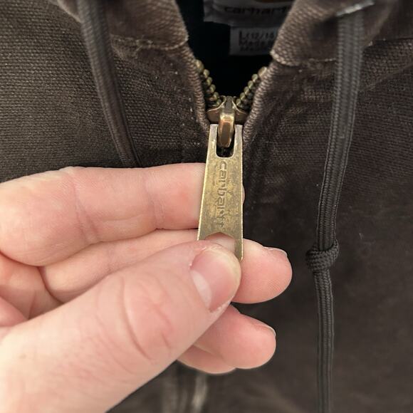 Y2K Carhartt Quilted Hooded Active Jacket “Dark Brown” WJ130 - Picture 7 of 9